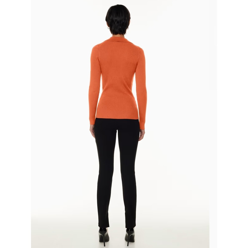 BABATON Orange Ribbed V Neck‎ Collar Long Sleeve Sweater Knit Top XL - Picture 3 of 10